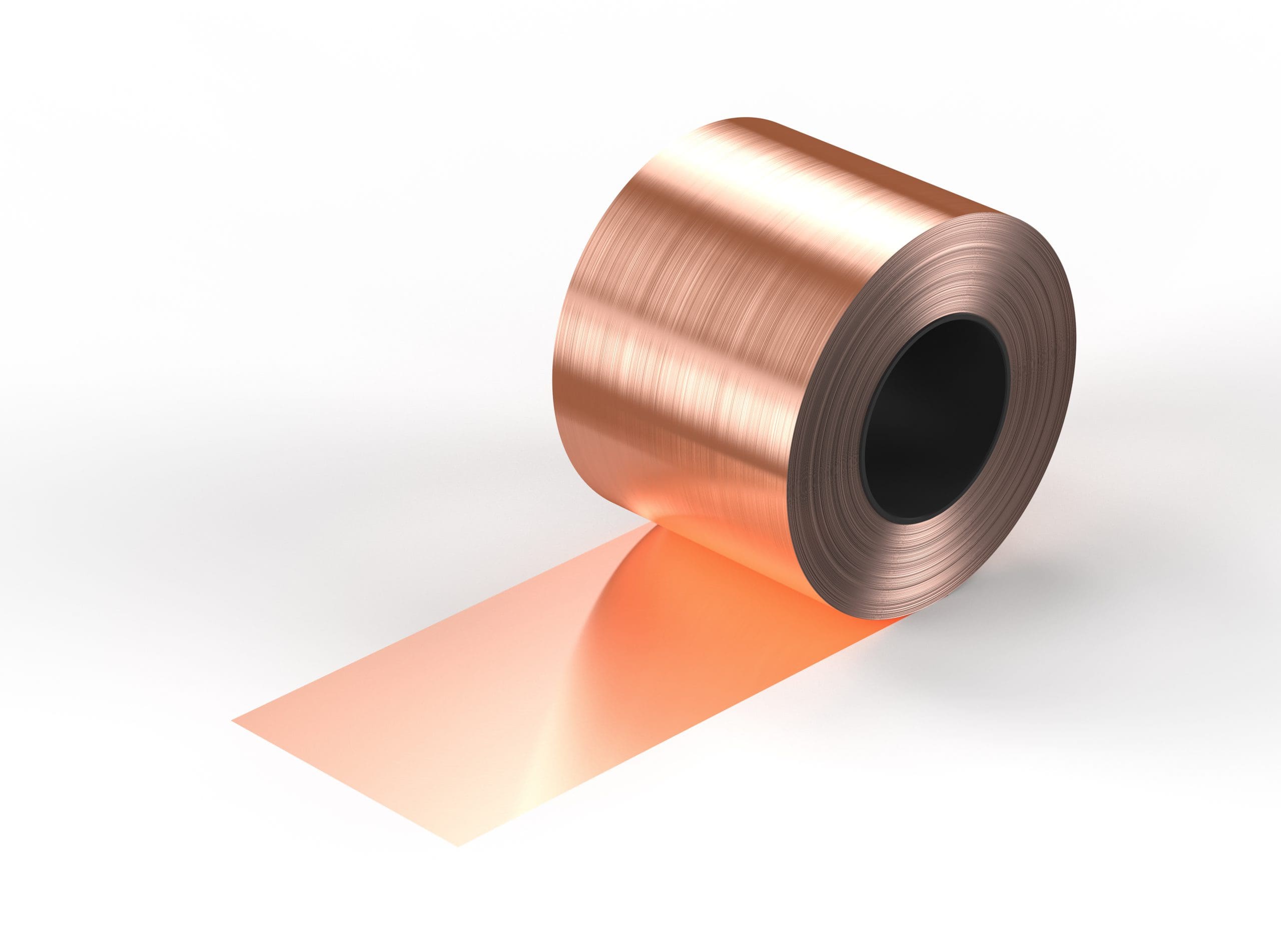 Roll of copper foil prepared for electric vehicle battery manufacturing